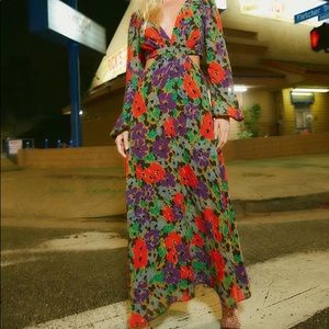 AFRM Lowell Cutout Midi dress Red Bouquet